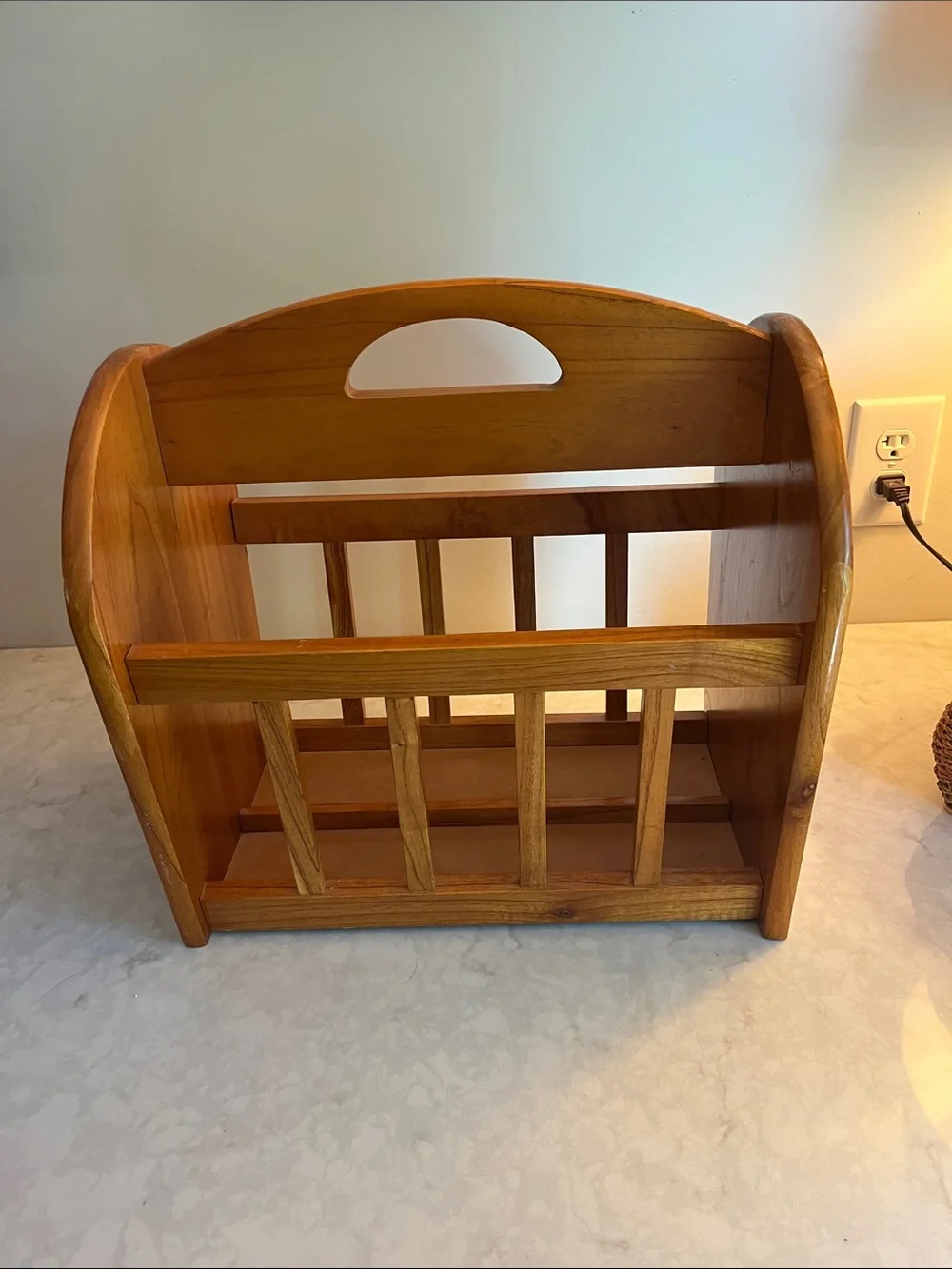 Vintage Wooden Magazine Record Holder Rack Decor